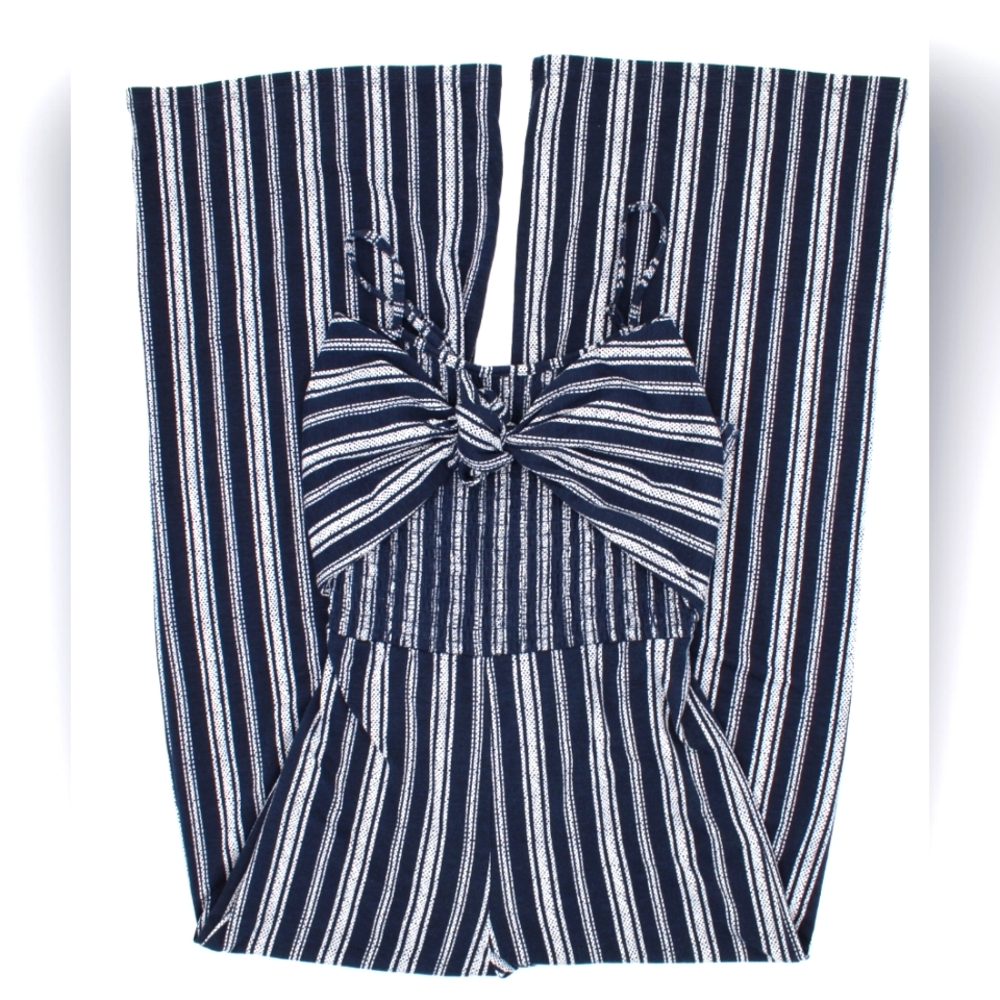 No Boundaries Navy & White Striped Romper Pants – Size XS - Picture 2 of 6